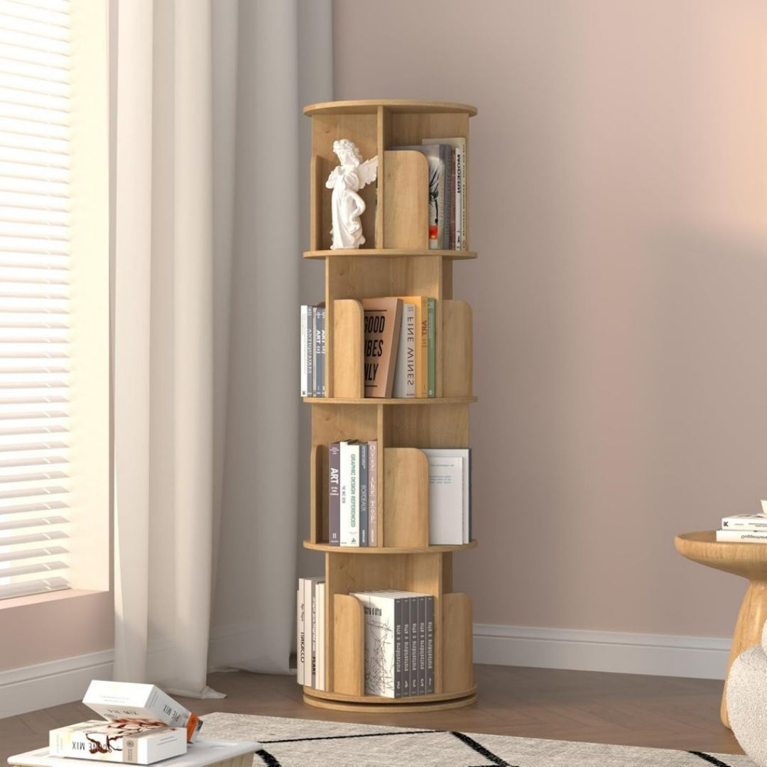 Bibliotheque Pivotante 360° au Style Naturel et Moderne