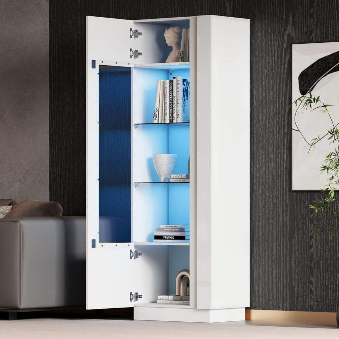Bibliotheque en Verre Trempe, Finition Blanc