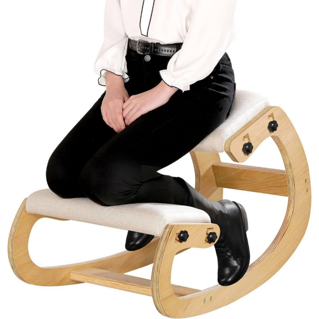 Chaise de Bureau Ergonomique en Bois Massif de Qualite